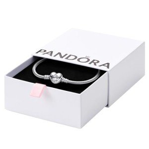 PANDORA Sterling Silver Heart Clasp Charm Bracelet