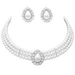 Teardrop Pearl Jewelry Set with Choker & Bracelet