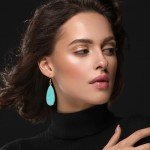 Handmade Gold Turquoise Drop Earrings for Women