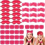 48 Pcs Pink Spa Headband and Eye Mask Set