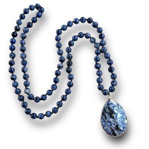 BALOOLA Handmade Blue Stone Bead Pendant Necklace