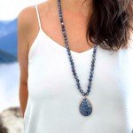 BALOOLA Handmade Blue Stone Bead Pendant Necklace