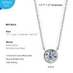 Dainty Moissanite Solitaire Necklace in White Gold