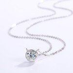 Dainty Moissanite Solitaire Necklace in White Gold