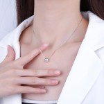 Dainty Moissanite Solitaire Necklace in White Gold
