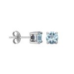 Sterling Silver Aquamarine Birthstone Stud Earrings