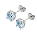 Sterling Silver Aquamarine Birthstone Stud Earrings