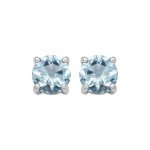 Sterling Silver Aquamarine Birthstone Stud Earrings