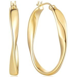 Large Twisted 14K Gold Hoop Earrings for Women