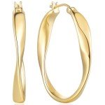 Large Twisted 14K Gold Hoop Earrings for Women
