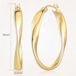 Large Twisted 14K Gold Hoop Earrings for Women