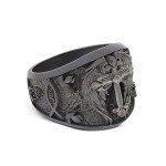 Silver Crusader Ring with Chi Rho and Trinity Knot