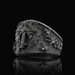 Silver Crusader Ring with Chi Rho and Trinity Knot
