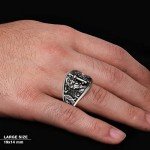 Silver Crusader Ring with Chi Rho and Trinity Knot