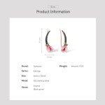 Pink Enamel Tulip Ear Cuff Earrings with Black Spinel