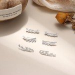6 Pairs Silver Ear Cuffs and Crawler Earrings