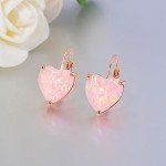 Heart Opal Leverback Earrings for Sensitive Ears