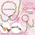 48 Pcs Flower Crown and Bracelet Set