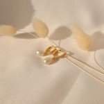 Trendy Gold Pearl Hoop Earrings for Women