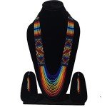 Ukrainian Beaded Layered Tribal Necklace - Blue