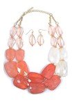 Chunky Pink Coral Statement Necklace and Earrings Set