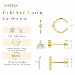 Gold Stud Earring Set - 14K Plated Clover Design