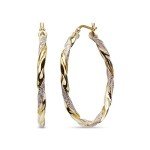 Twisted Two-Tone Sterling Silver Hoop Earrings