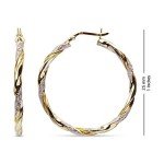 Twisted Two-Tone Sterling Silver Hoop Earrings
