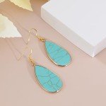 Handmade Gold Turquoise Drop Earrings for Women