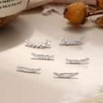 6 Pairs Silver Ear Cuffs and Crawler Earrings