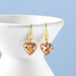Murano Glass Heart Drop Earrings in Gold