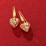 Murano Glass Heart Drop Earrings in Gold