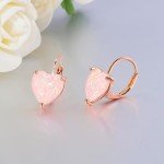 Heart Opal Leverback Earrings for Sensitive Ears