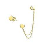 Personalized Double Chain Initial Circle Disc Earrings