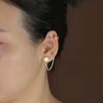 Personalized Double Chain Initial Circle Disc Earrings