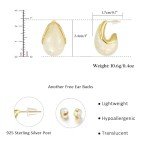 Beige Acrylic Teardrop Earrings with Gold Plating