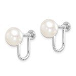 Sterling Silver 8mm White Pearl Clip-On Earrings