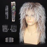 80s Glam Rock Wig and Costume Set for Men