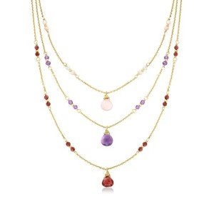 Italian Pink Opal & Multi-Gemstone Layered Necklace