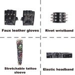 80s Glam Rock Wig and Costume Set for Men