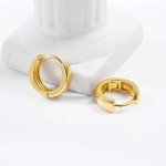 Gold Plated Huggie Earrings for Women 14K