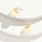 Beige Acrylic Teardrop Earrings with Gold Plating