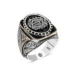 Silver Seal of Solomon Signet Ring for Men