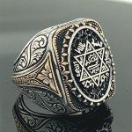 Silver Seal of Solomon Signet Ring for Men