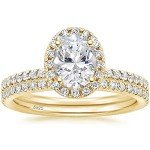 Elegant Yellow Gold Oval Cut CZ Bridal Ring Set
