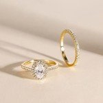 Elegant Yellow Gold Oval Cut CZ Bridal Ring Set