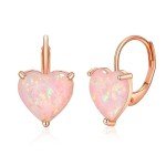 Heart Opal Leverback Earrings for Sensitive Ears