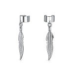 Native American Feather Leaf Sterling Silver Earrings