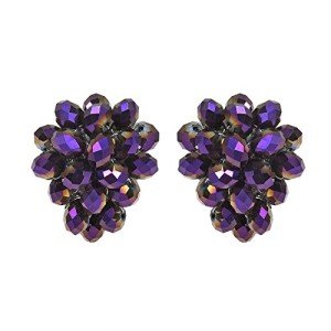 Royal Forest Purple Crystal Clip-On Earrings