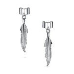Native American Feather Leaf Sterling Silver Earrings